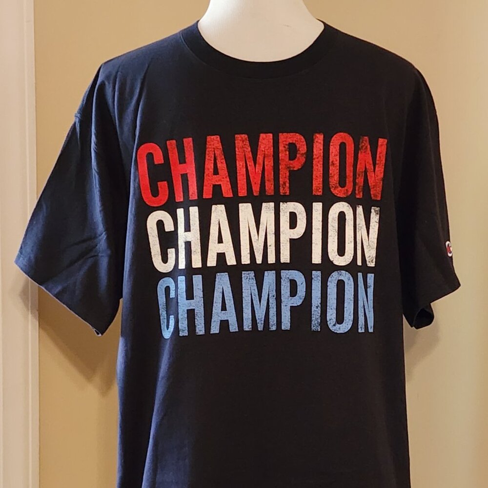 Champion T-Shirt Mens Large Navy Red White & Blue Logo Short Sleeve Graphic Tee